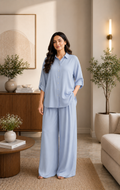 Powder Blue Solid Rayon Co-ord Set