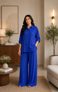 Royal Blue Solid Rayon Co-ord Set