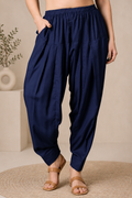 Navy  Blue Cotton Pleated Salwar
