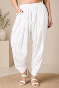 White  Cotton Pleated Salwar