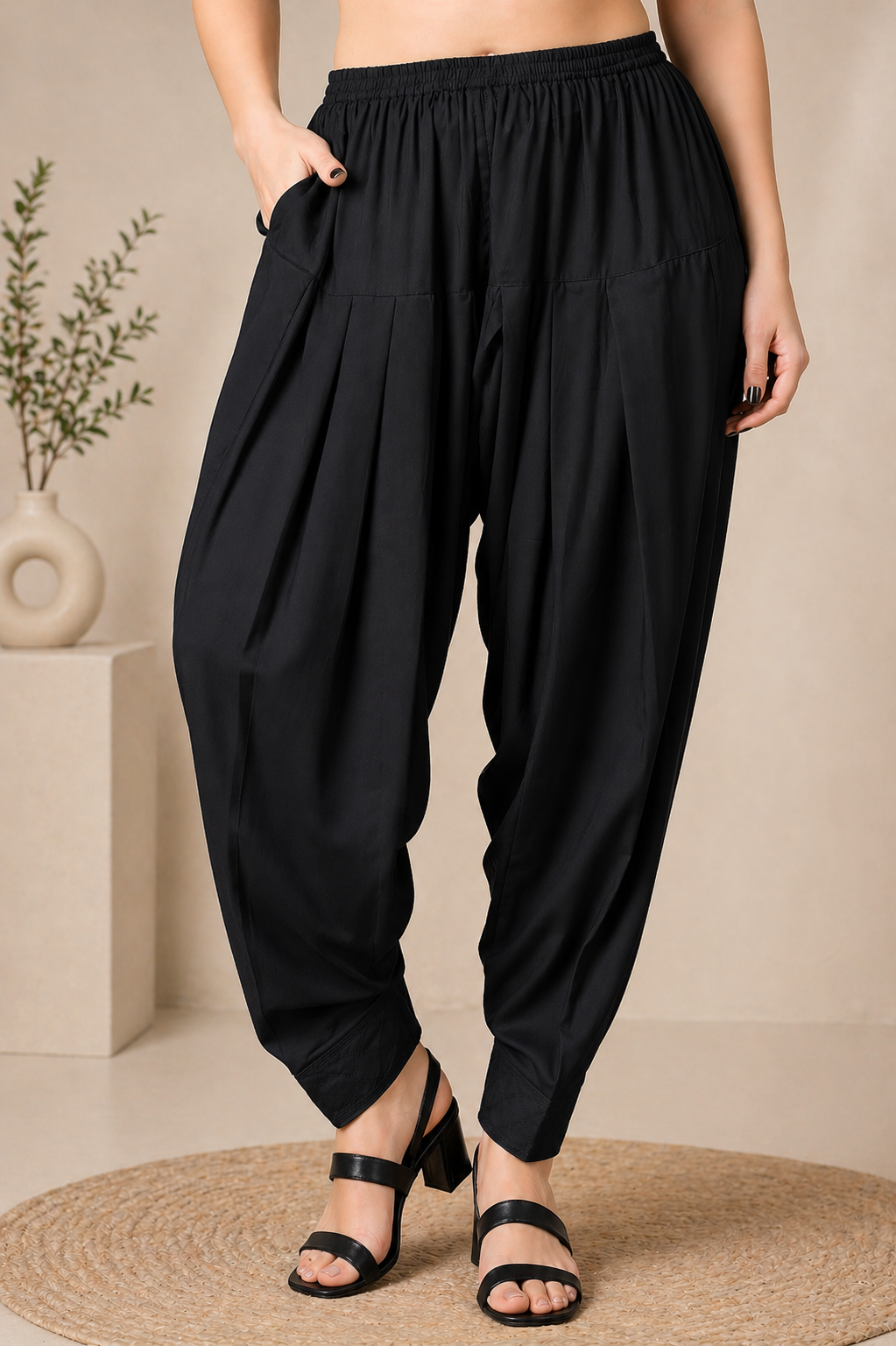 Black Cotton Pleated Salwar