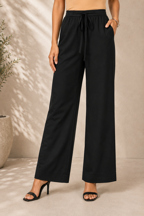 Black Cotton Pant Palazzo