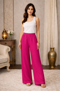 Magenta Rayon Straight Fit Flared Pant