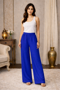 Royal Blue Rayon Straight Fit Flared Pant
